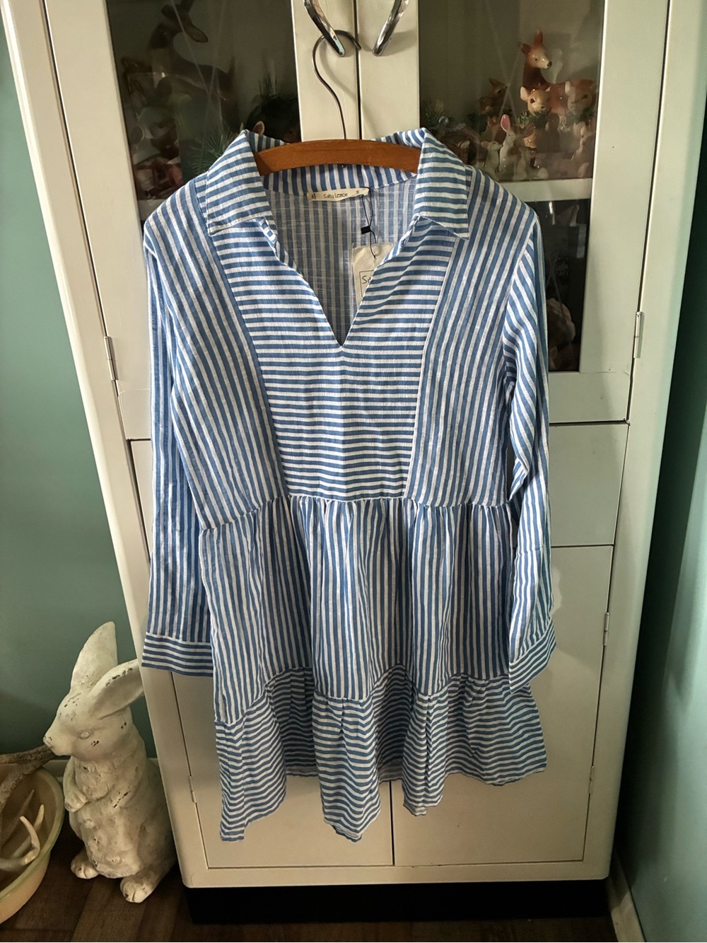 Salty Lemon sz S Blue & White Striped Dress nwt